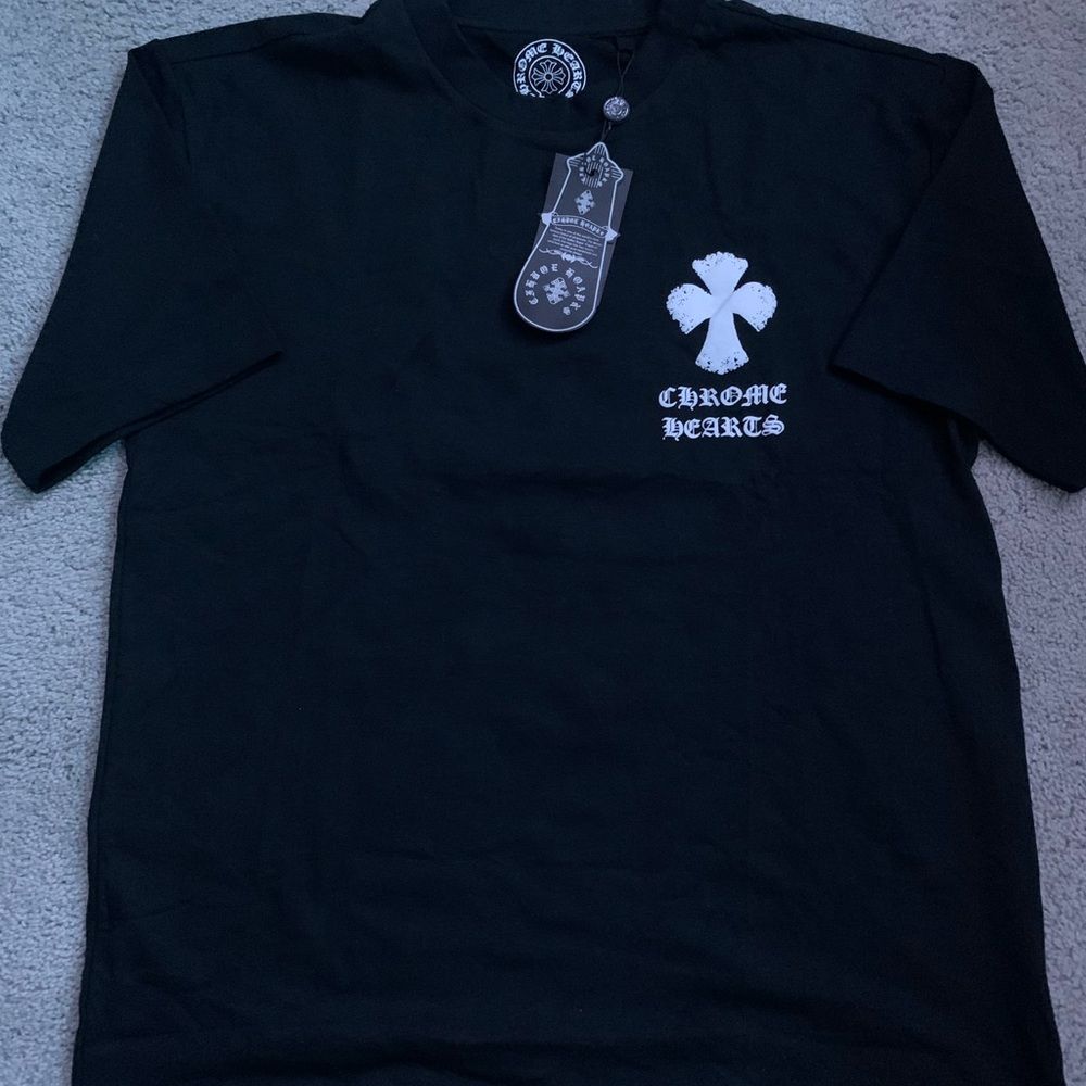 1:1 Chrome Hearts Black Tee with White Logo
